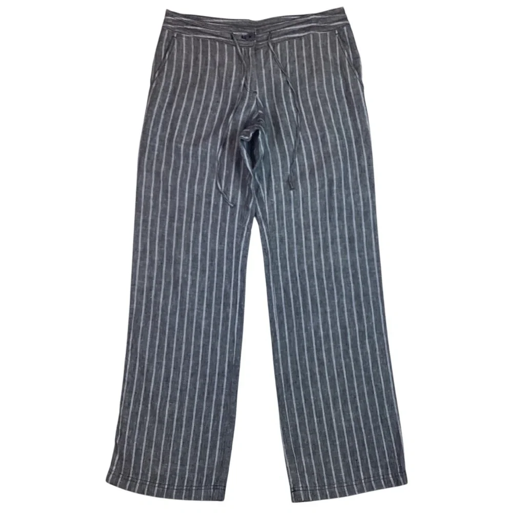 Tommy Bahama Santiago Linen Striped Pant Wide Leg Gray - Picture 1 of 9